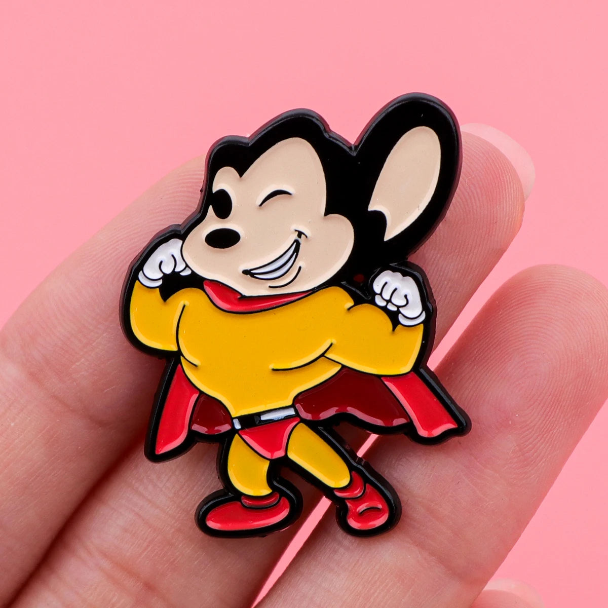 2pcs Mighty Mouse Enamel Pins Brooch Lapel Pins Badge
