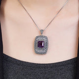 Tiarn's Token S925 Sterling Silver Pendants Tangent Plane Amethyst