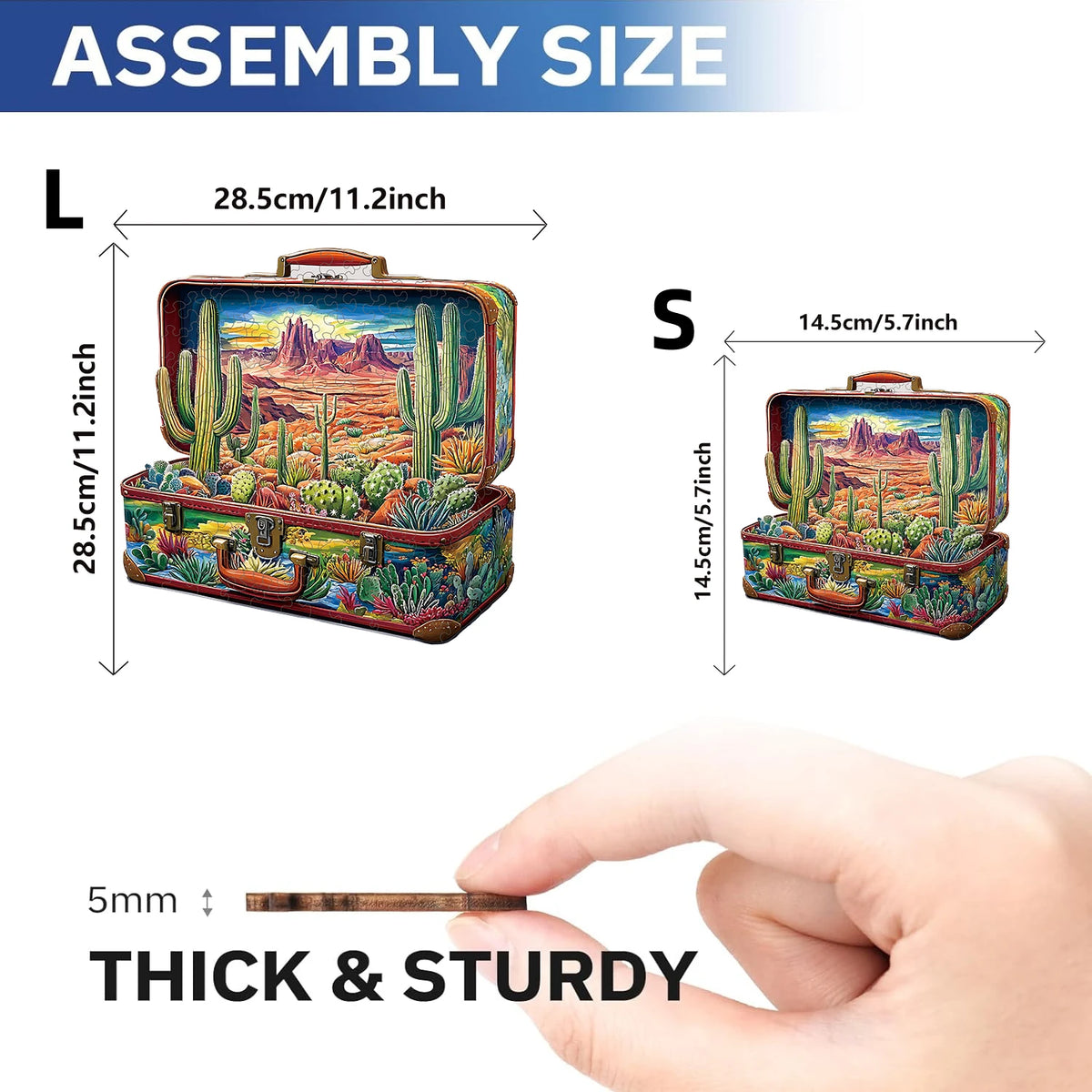 Arizona Adventures Cactus Suitcase Unique Shape Wooden Jigsaw Puzzles