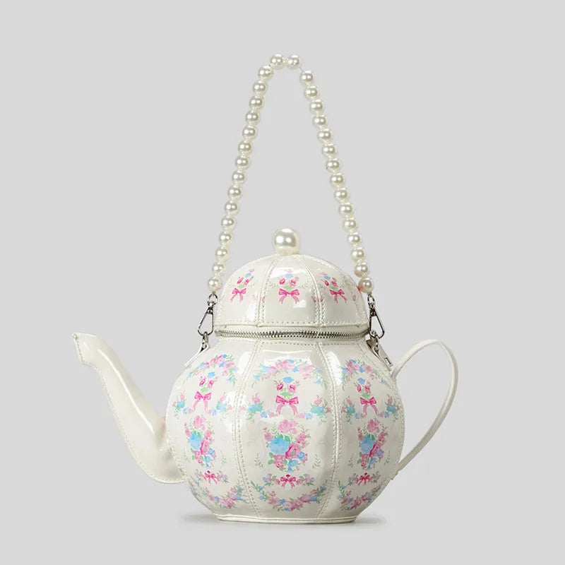 Teapot Handbags with Pearl Chains