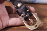 Maggy's Genuine Leather Women's Belt Pure Copper Button