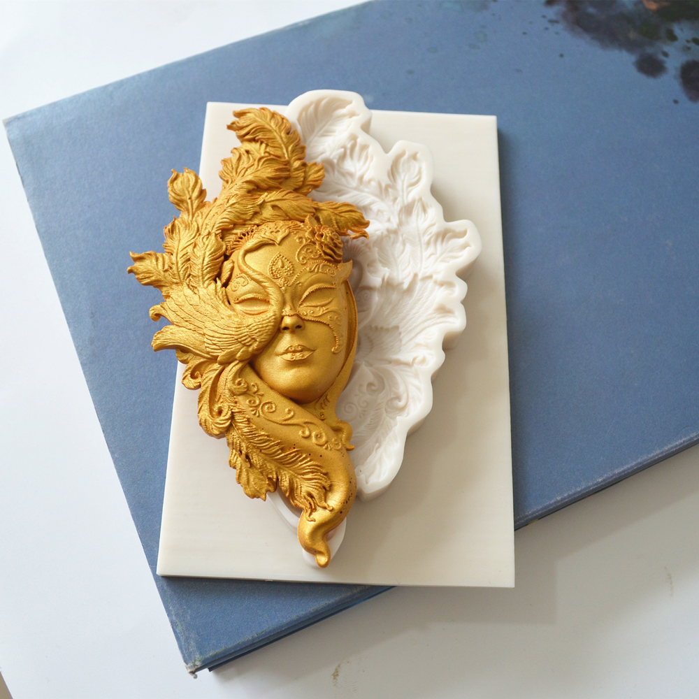 Silicone Mould Feather Mask Decoration DIY Tools For Baking Clay Resin Plaster Moulds