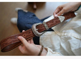 Bobby Ray's Genuine Leather Western Cowboy Court Style Embossed Steel Buckle Belt