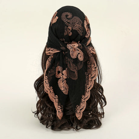 Lace Paisley Embroidered Square Bandana Scarf 23 Colours