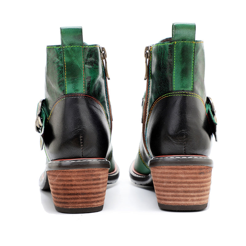 Wickedly Green Sheepskin Leather Ankle Boots