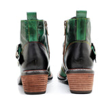 Wickedly Green Sheepskin Leather Ankle Boots