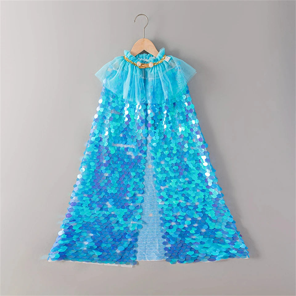 Shiny Rainbow Sequin Cloak Halloween Children's Dress Up Cape