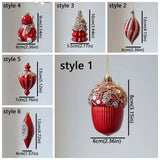 Red Christmas Tree Ornaments Shatterproof Plastic Glitter Little Bear Balls Acorn
