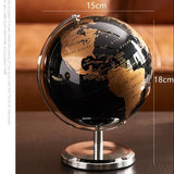World Globe Earth Map Retro Wooden Base Desk Decor