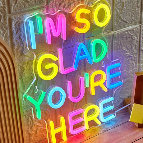 LED Neon l'm So Glad You're Here USB Powered Signs Night Light Wall Art
