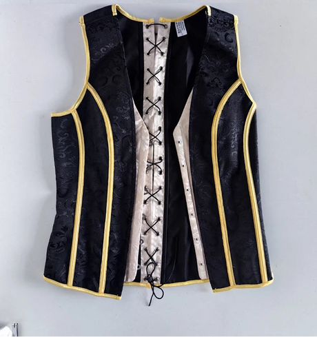 Men's Formal Boned Waistcoat Corset Vest Lace Up Burlesque Performance Stage Costume