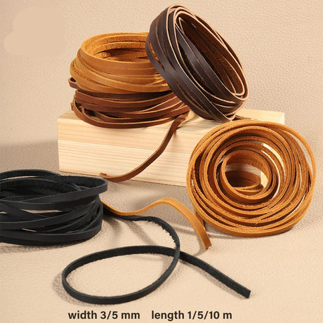 Flat Genuine Leather Cord Rope 3/5mm