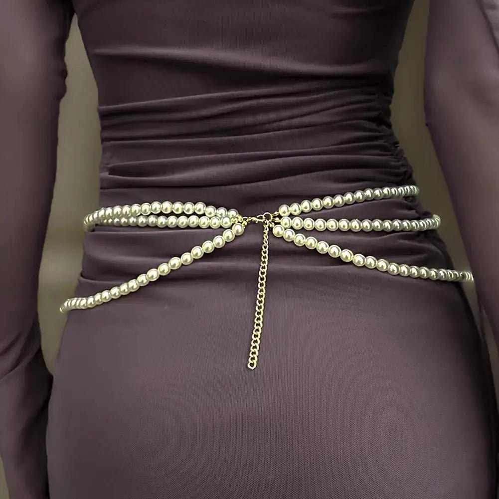 Multilayer Pearl Waist Chain Belt Body Jewellery