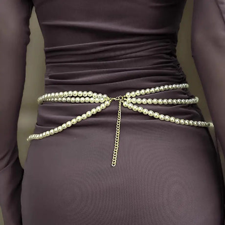 Multilayer Pearl Waist Chain Belt Body Jewellery
