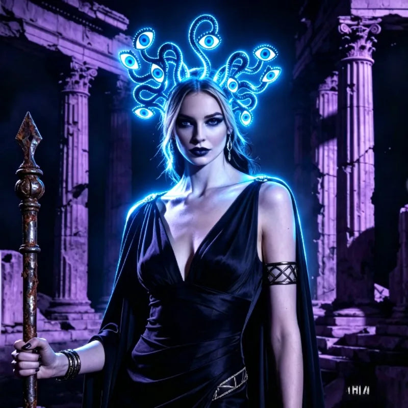 Surreal Evil Eye Snake Crown Light Up Rave Headpiece Halloween Costume