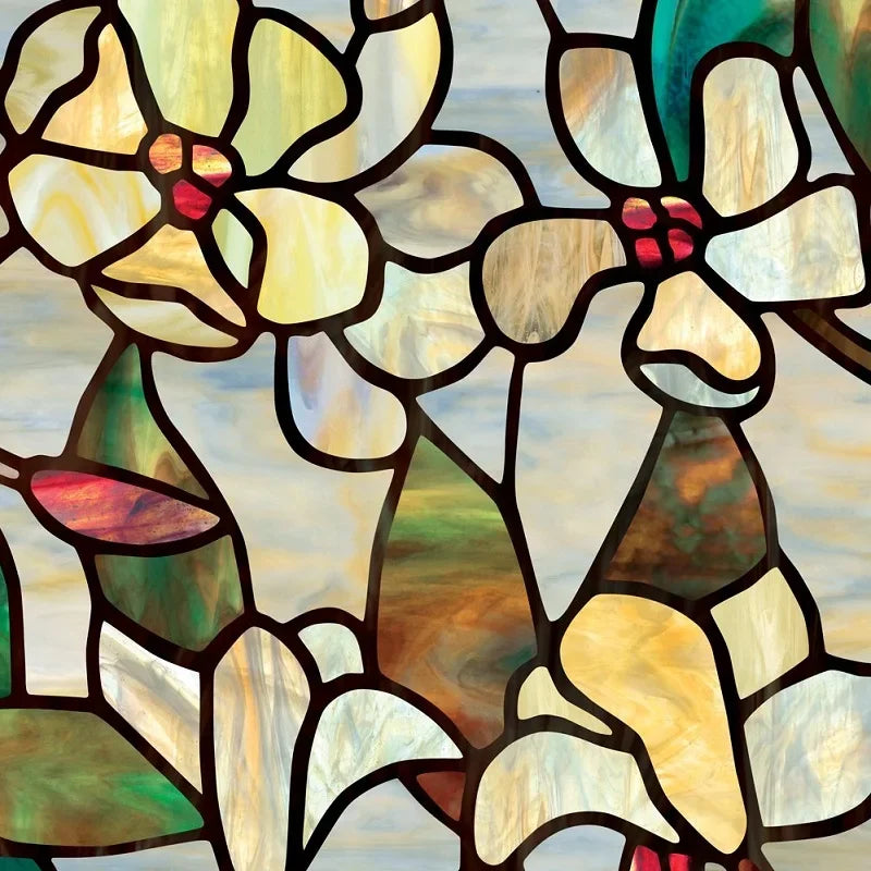 Magnolia Stained Glass Window Film Peel and Stick Decals