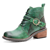 Wickedly Green Sheepskin Leather Ankle Boots