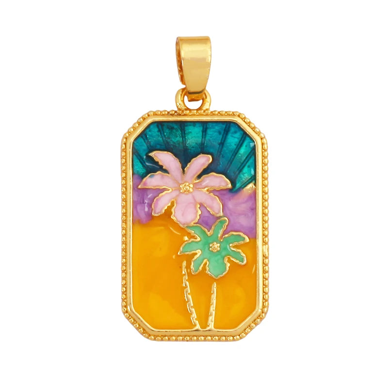 Enamel Heart Flower Dolphin Charm Pendants 18K Gold Plated DIY Bracelets Necklaces Jewellery Making Supplies