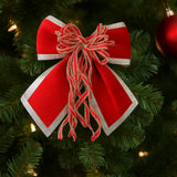 Sparkling Christmas Bow with Ribbon Christmas Tree Bowknot Flocked Wreath Xmas Decorations