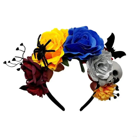 Skull Bat Roses Halloween Theme Flower Hairband