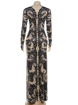 Wild Horses Full Sleeve Long Bodycon Dress Stretch