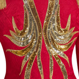 Ringmaster Jacket Regency Queen Red Fringed Military Tuxedo Women Gothic Steampunk Victorian Officer Uniform Coat