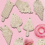 16Pcs Icecream Wooden Crafts Project Unpainted Hanging Ornaments Kids DIY Painting Gifts