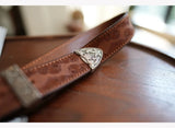 Bobby Ray's Genuine Leather Western Cowboy Court Style Embossed Steel Buckle Belt