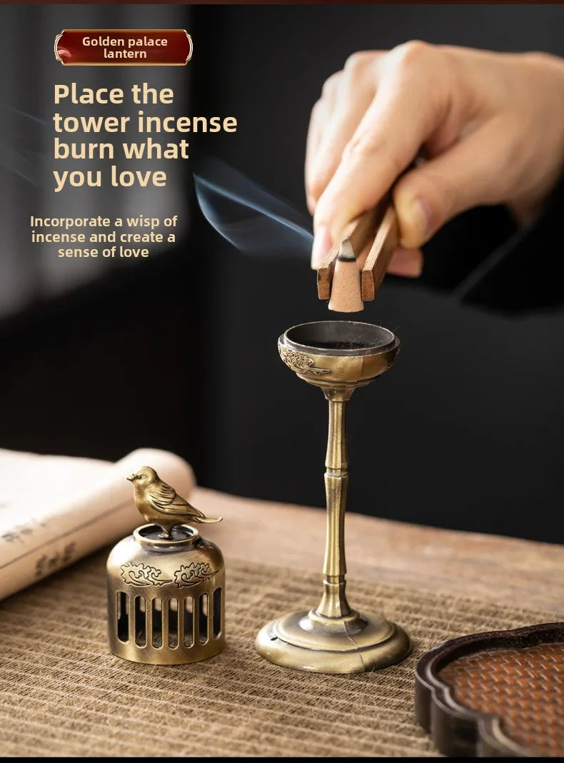 Brass Censer Incense Smoker Holder Bird House Ornaments Home Decor