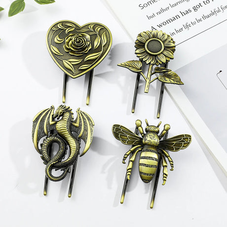Bronze Metal Book Clips Bee Dragon Rose Sunflower Bookmark