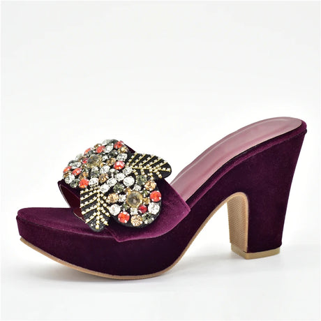 Gabby's Shoes Wedding Party Pumps with Rhinestone Platform Heels