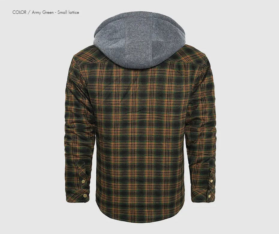 Woodsman Cotton Plaid Hooded Jacket Thick Warm Winter Plaid Shirts