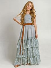 Girls Flower Girl Dress Lace Cotton Maxi Dresses