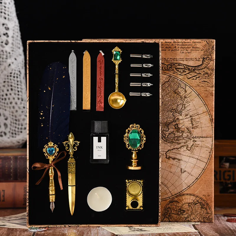 Wizard's Gift Calligraphy Feather Dip Pen Writing Set