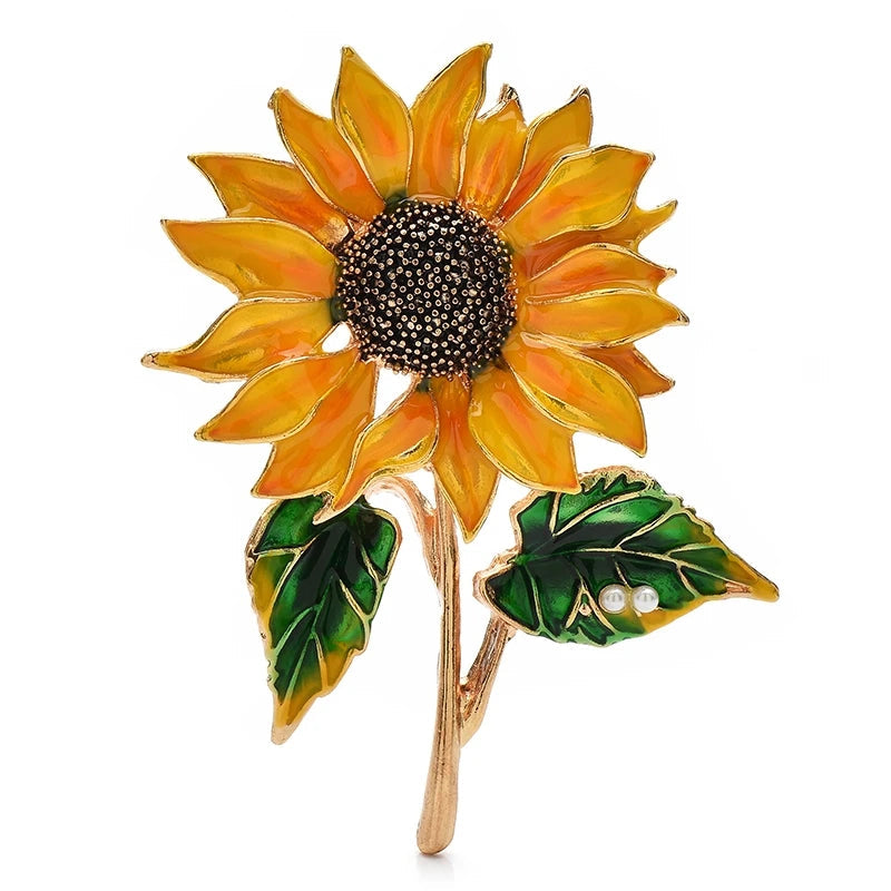 Sunflower Enamel Brooch