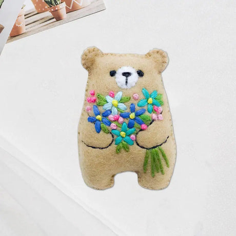 Bouquet Bear Doll Miniature Pocket Hug 5.5*4cm Felt Little Plushie Toy