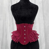 Lolita Lace Up Boned Waist Trainer Stage Costume Victorian Lace Ruffles