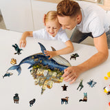 Whale Castle Unique Shape Wooden Jigsaw Puzzles