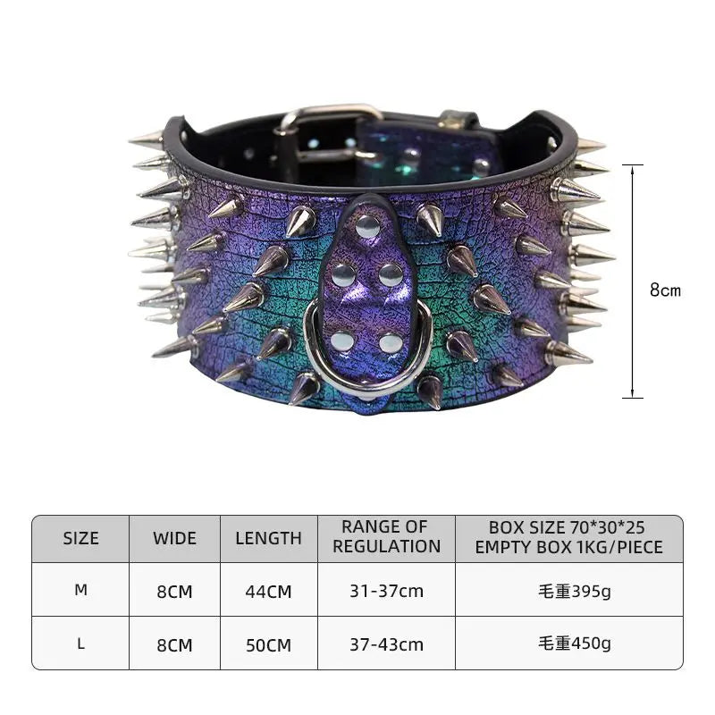 ROAWRRR Dragon Laser Leather Ultra-wide Small and Medium Dog Collar Pet Accessories