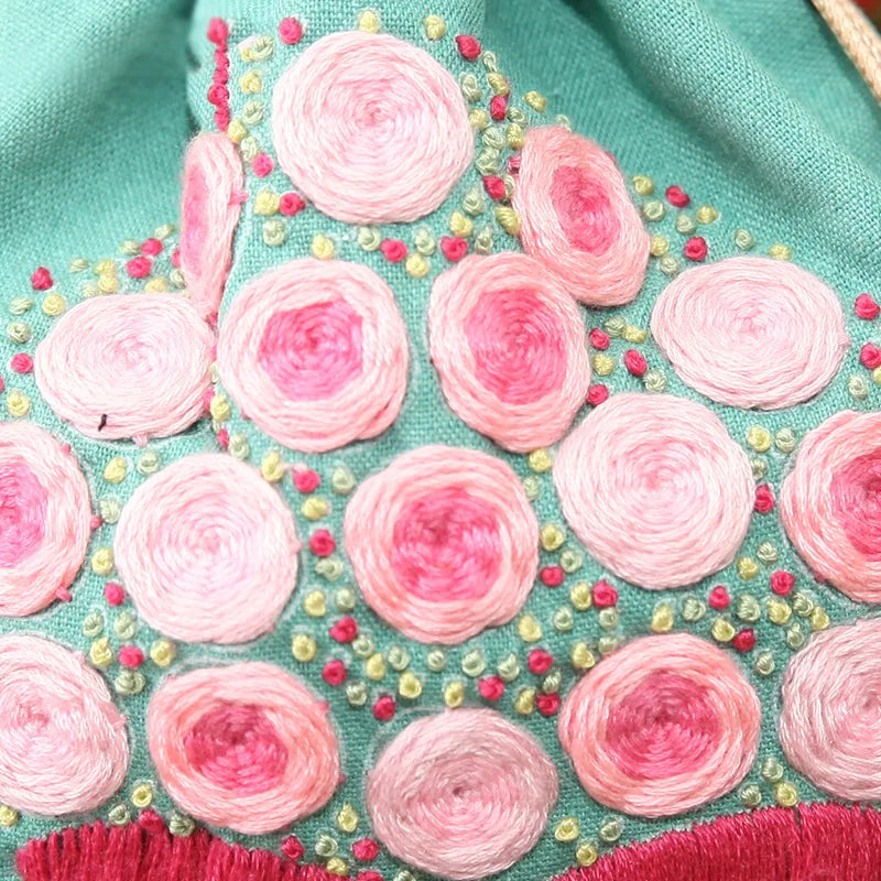 DIY Storage Drawstring Bag Embroidery Kit with Hoop DIY Craft Kits