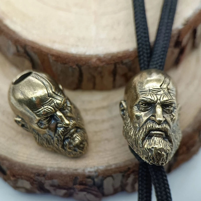 Spartan Warrior Brass Paracord Lanyard Bead Charms Dreadlock Beard Bead