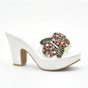 Gabby's Shoes Wedding Party Pumps with Rhinestone Platform Heels