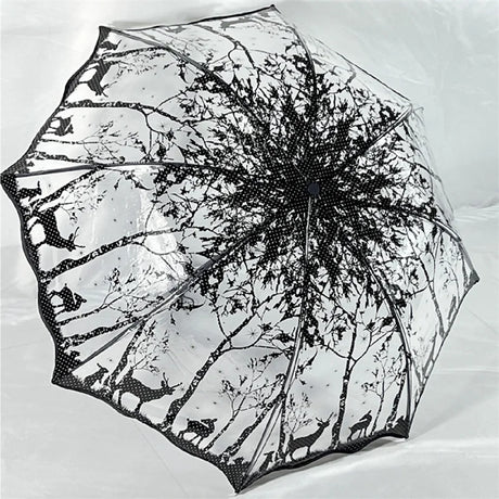 Forest Silhouette Transparent Umbrella PVC Umbrella