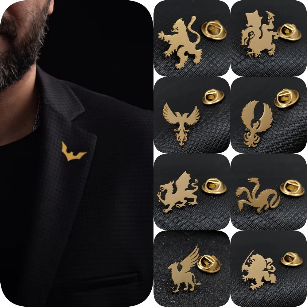 Mens Suit Collar Pins Gold Plated Whimsy