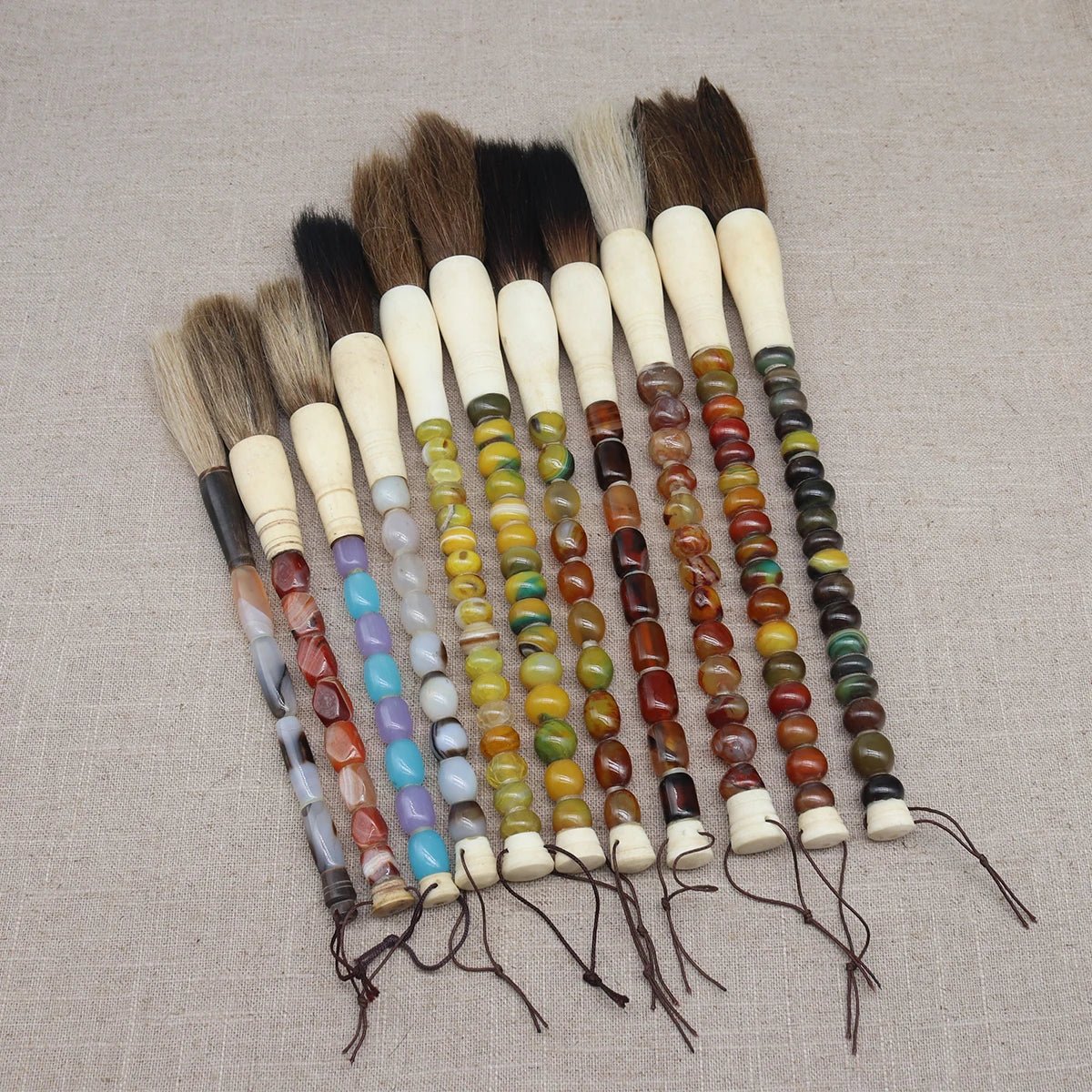 Decorative Pearl and Stone Calligraphy Artist Brushes