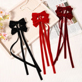 1 Pair Long Velvet Ribbon Bow Hairpins Hair Clips Barrettes