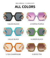 Gilly's Rhinestone Sparkling Square Frame Sunglasses Funglasses