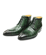 Gator Boots Pointed Toe Mens Genuine Leather Shoes White Purple Green
