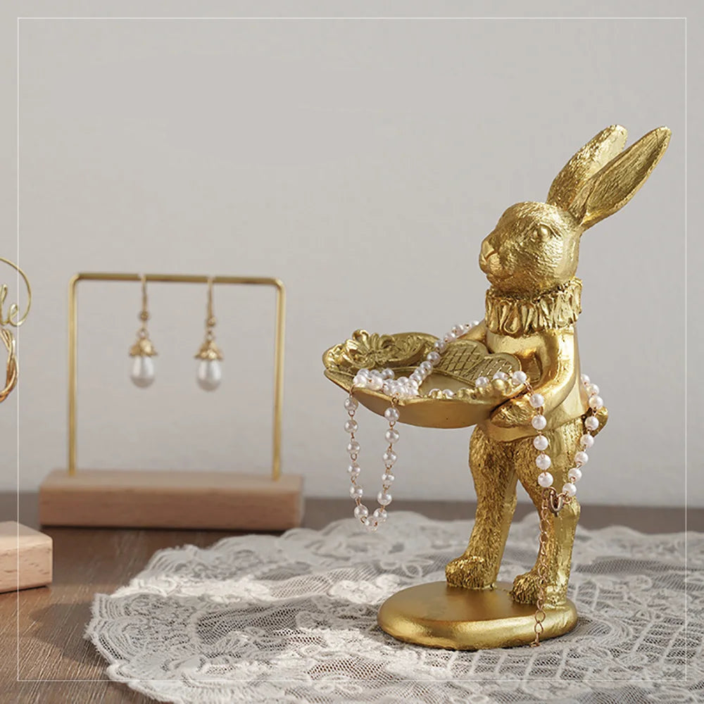 Golden Bunny Butler Home Decor