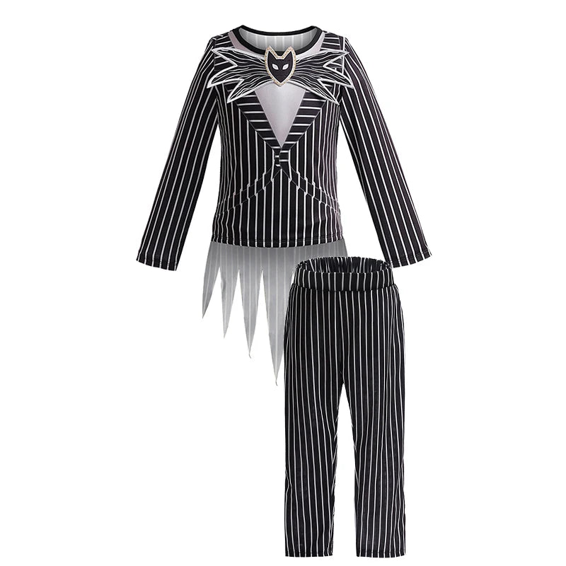 Children's Halloween Cosplay Nightmare Before Christmas Costumes Kids Girls Sally Dress Boys Skeleton Jack Clothing Set